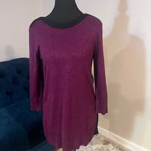 Cable & Gauge Maroon Crew Neck Sweater with Zipper Detail at Shoulders